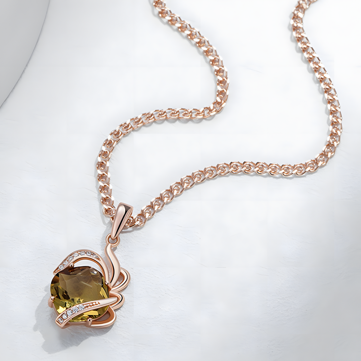 Vintage Geometric Pendant Necklace for Women – Copper Metal 585 Rose Gold 1272