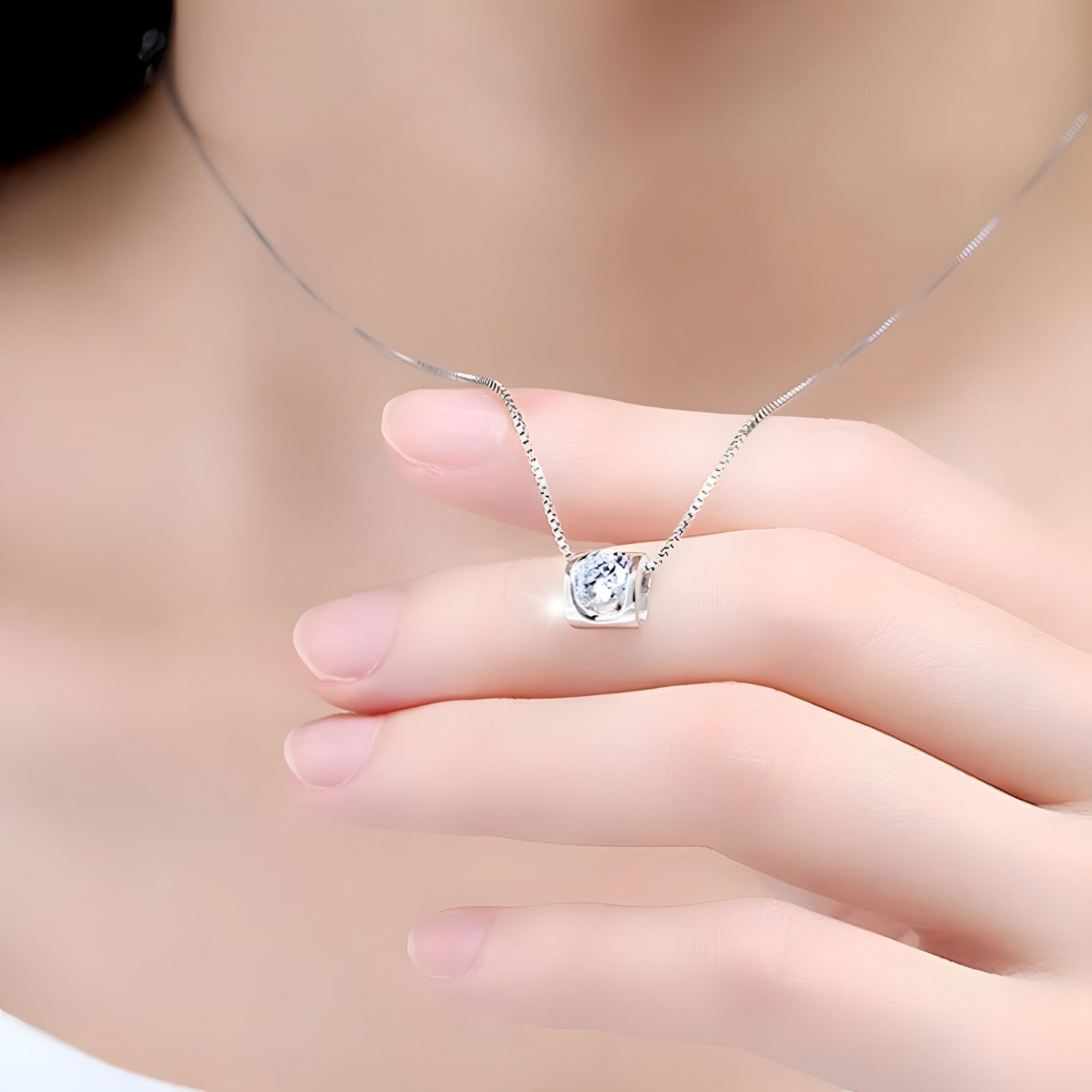 925 Sterling Silver Pendant Necklace for Women, Elegant AAA Zircon Charm 277