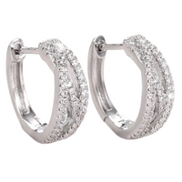 Silver-Plated Streamlined Hoop Earrings Cubic Zirconia, 1.5cm Elegant Twist 158