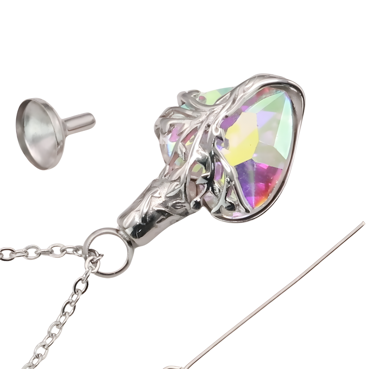 Heart Tree of Life Urn Necklace Crystal Funnel Filler 316L Stainless Steel B209