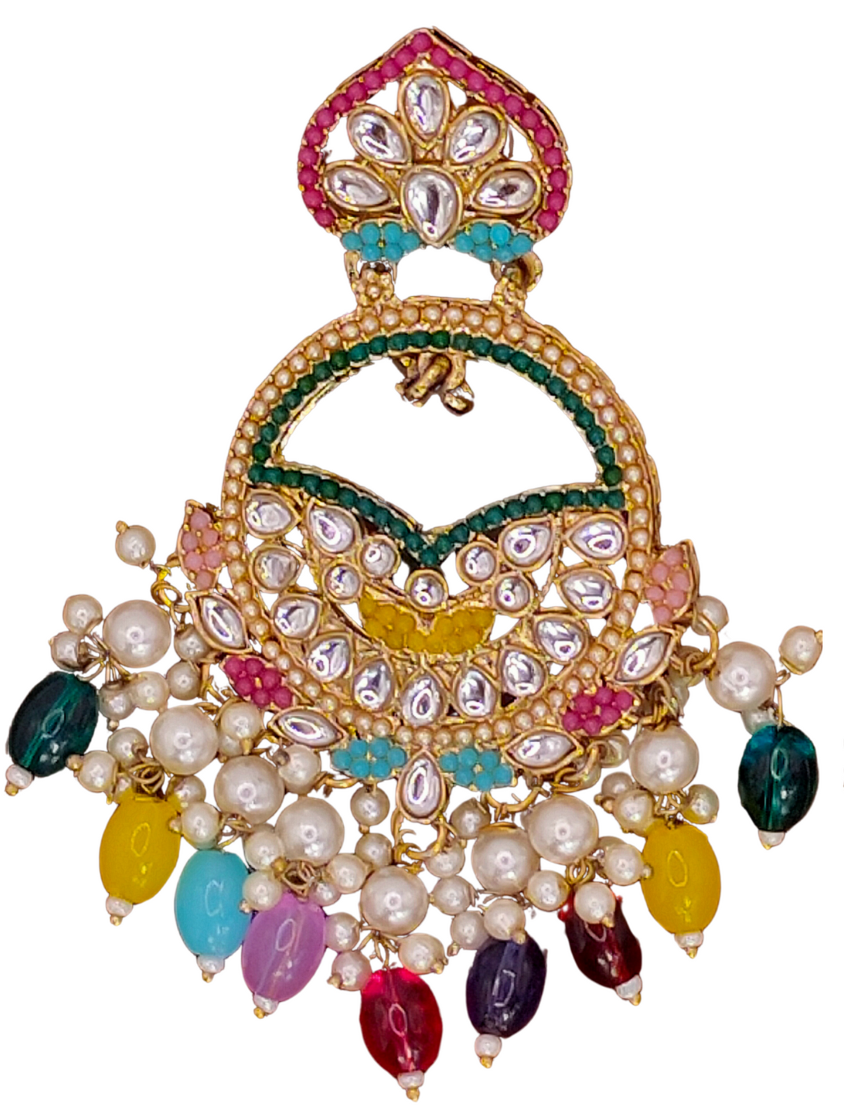 Elegant Bollywood Inspired Gold Kundan Earrings - Traditional Indian Jewelry 176
