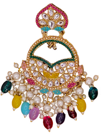 Elegant Bollywood Inspired Gold Kundan Earrings - Traditional Indian Jewelry 176
