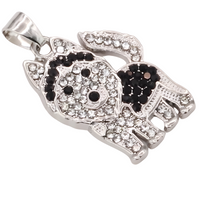 Husky Dog Pendant Necklace For Women Black And Clear Crystal Animal Charm  B232