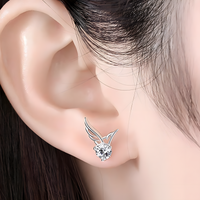 Angel Wing Stud Earrings for Women – 925 Silver-Plated Alloy Sparkling Cubic 960