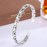 Silver Elephant Cuff Bangle Bracelet For Women Adjustable Open Bangle Anima 1747