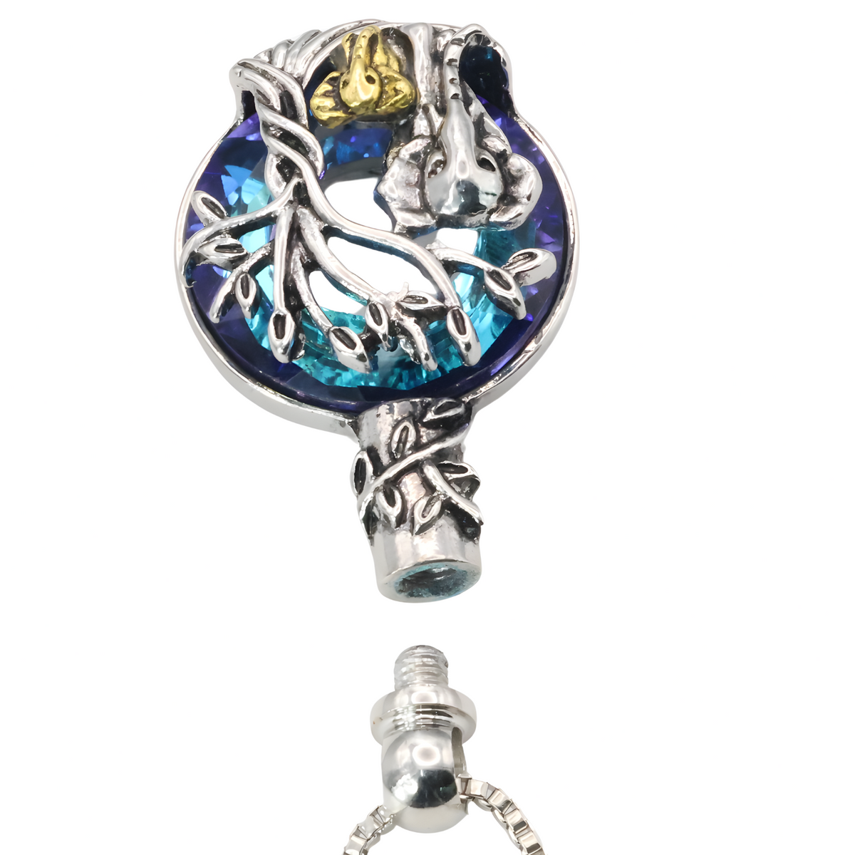 Memorial Necklace – Stainless Steel Crystal Elephant Pendant Ash Urn Locket B262