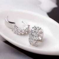 925 Sterling Silver Pave Cubic Zirconia Huggie Hoop Earrings Small CZ Hoop 355