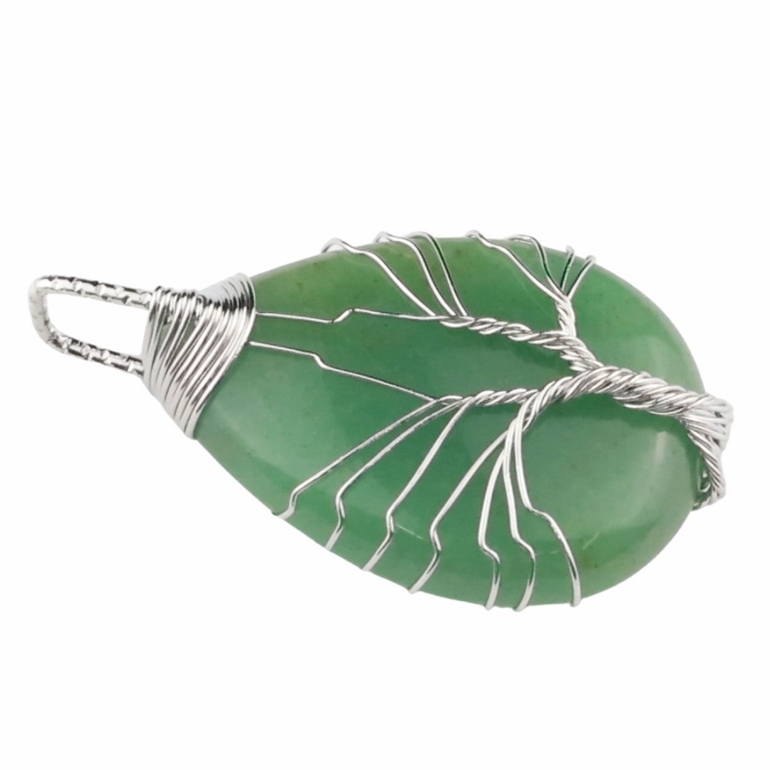 Tree of Life Silver Aventurine Pendant Necklace Spiritual Crystal Healing 1334