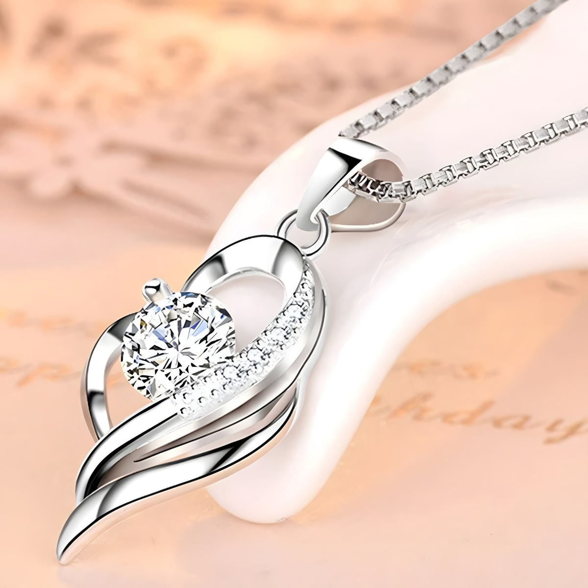 Sterling Silver Heart Necklace for Women – Real 925 Pendant with AAA Cubic 287