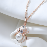 585 Rose Gold & Silver Colour Spider Pendant Necklace Women – Copper Metal 1273