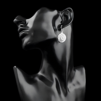 925 Sterling Silver Filigree Drop Earrings - Round Lace Dangle Earrings 362