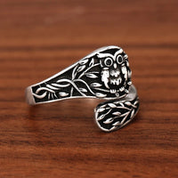 Unified Jewellery Antique-Style Owl Leaf Adjustable Statement Ring 11mm 1843