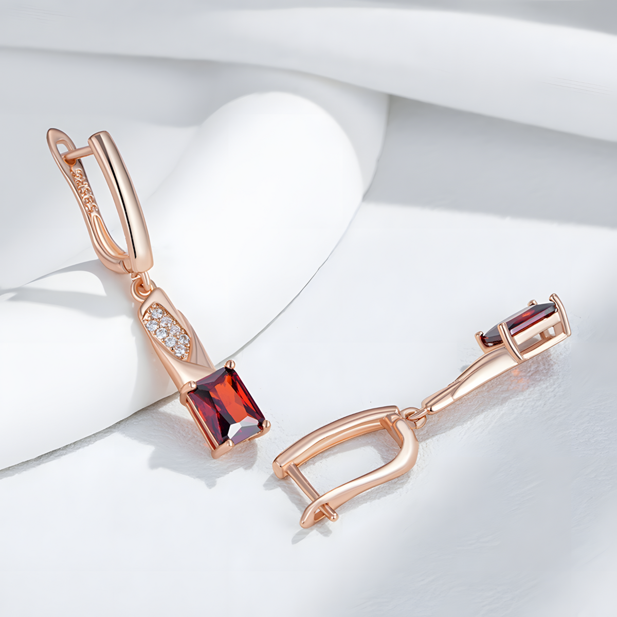Rose Gold Colour Long Drop Earrings for Women, Copper Alloy Dangle Earrings 1291