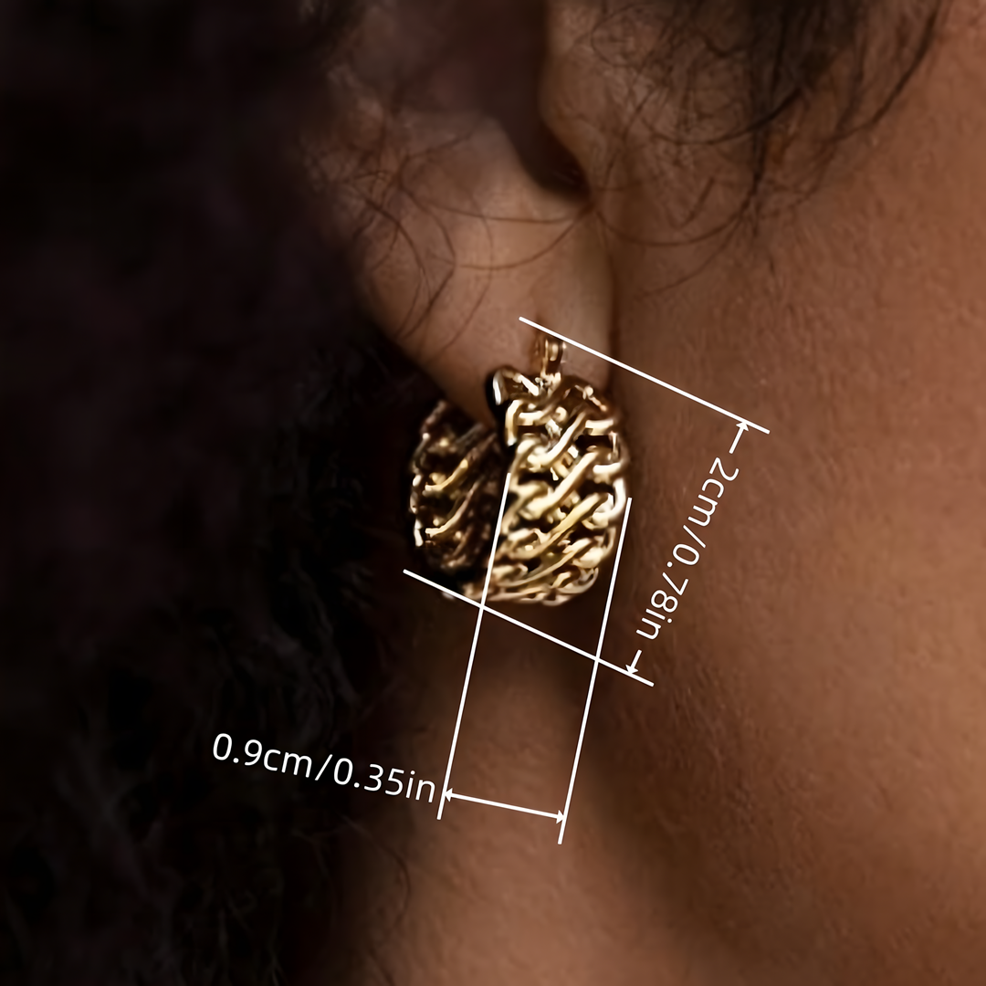 Chunky Gold Hoop Earrings for Women Real Copper Alloy Chain Design 2 cm/0.7 748