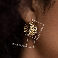 Chunky Gold Hoop Earrings for Women Real Copper Alloy Chain Design 2 cm/0.7 748