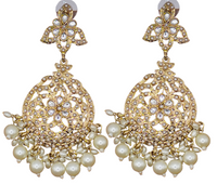 Elegant Bollywood Inspired Gold Kundan Earrings - Traditional Indian Jewelry 242