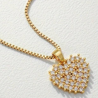 18K Gold-Plated Heart Pendant Necklace Golden Stainless Steel Chain Necklace 151