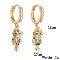 Stylish Owl Gold Plated Drop Earrings for Women Girls Cubic Zirconia Jewelry 460