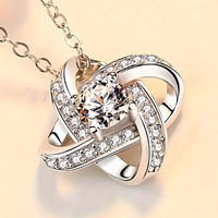 Vintage Style Cubic Zirconia Love Knot Necklace for Mom, Zinc Allo (No box) B187