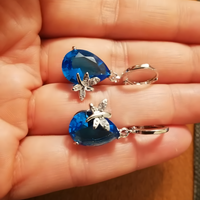 Blue Crystal Butterfly Jewellery Set for Women–Zinc Alloy Teardrop Necklace 1188