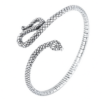 Serpent Open Cuff Bracelet for Women Rhodium-Plated Alloy Snake Head Bangle 1446