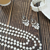 4pcs Necklace Earrings Plus Bracelet Luxury Jewelry Set Made Of Milky Stone 101