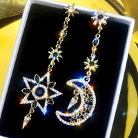 925 Silver needle asymmetrical earrings female fashion Korean temperament B156