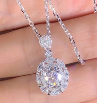 Unified Jewellery® Women's Oval White Sapphire Pendant Necklace, 925 Sterl 12 UK