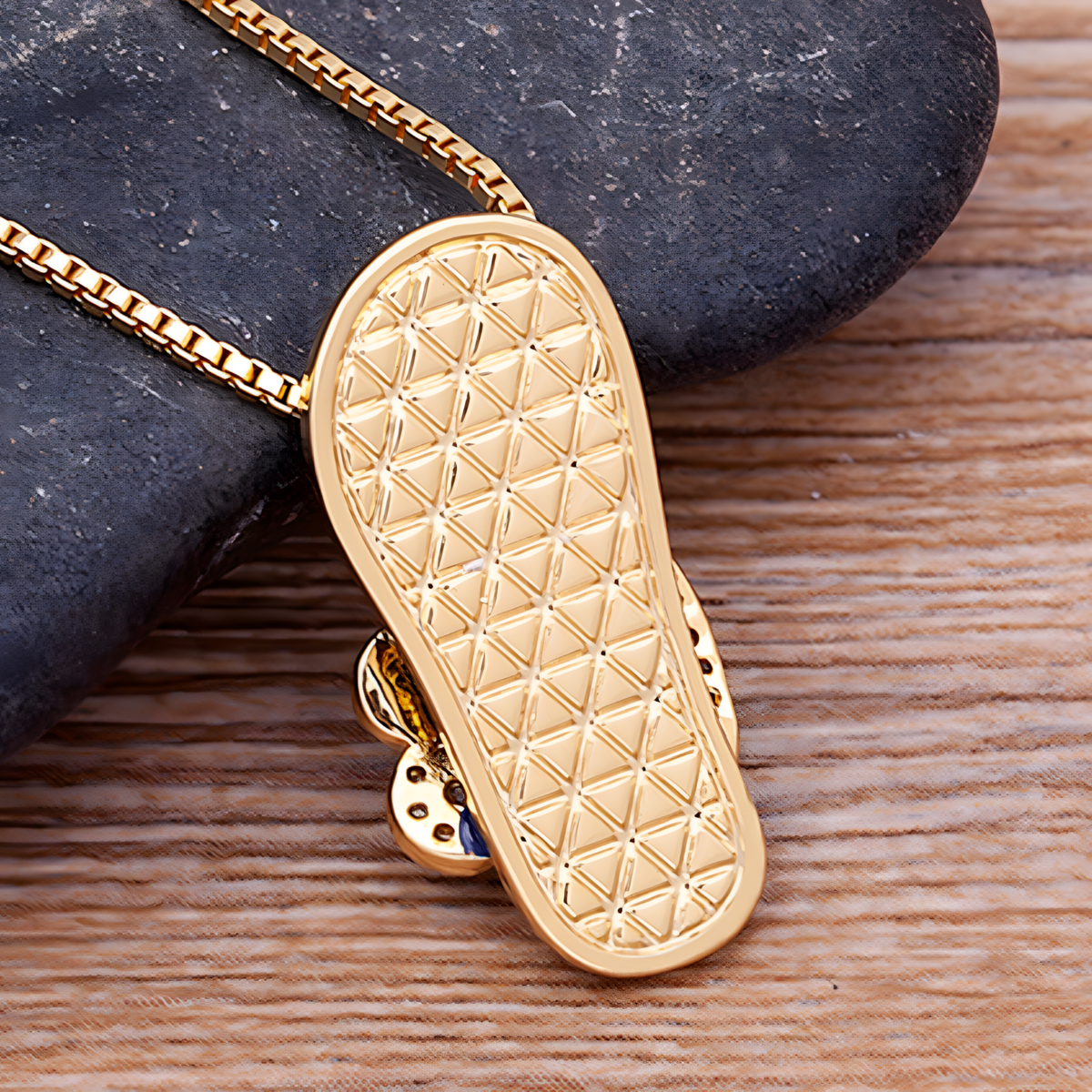 Enamel Slipper Pendant, Blue Evil Eye Protection Necklace, Bohemian FashION B159