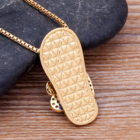 Enamel Slipper Pendant, Blue Evil Eye Protection Necklace, Bohemian FashION B159