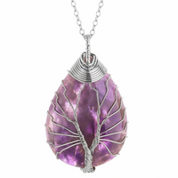 Tree of Life Silver Amethyst Pendant Necklace Spiritual Crystal Healing 1336