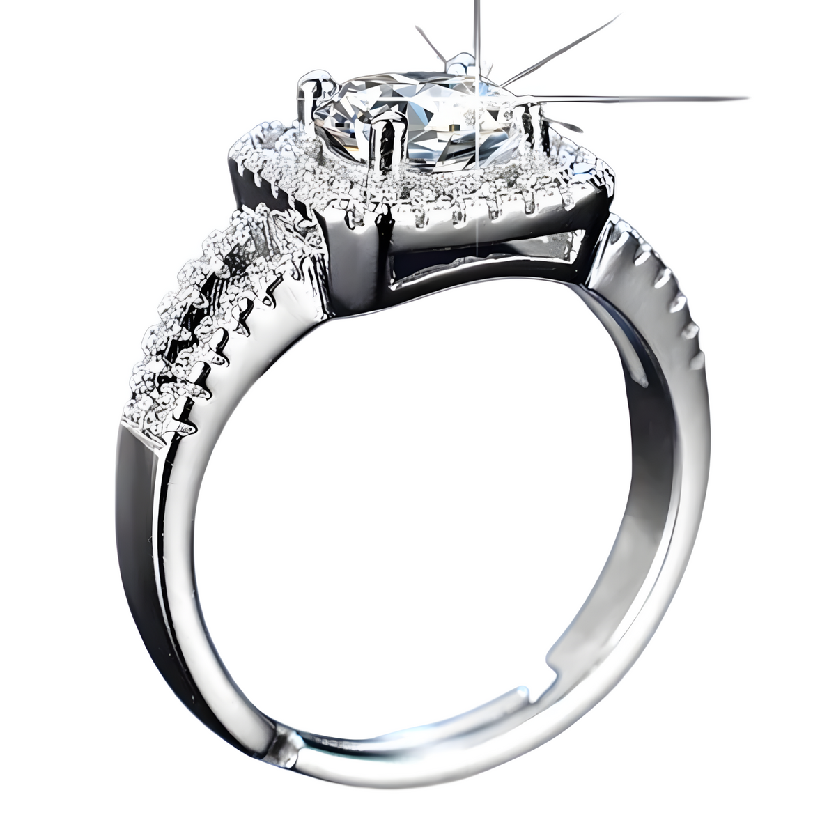 Elegant Cushion Cut Halo Engagement Ring for Women Sparkling Crystal 496