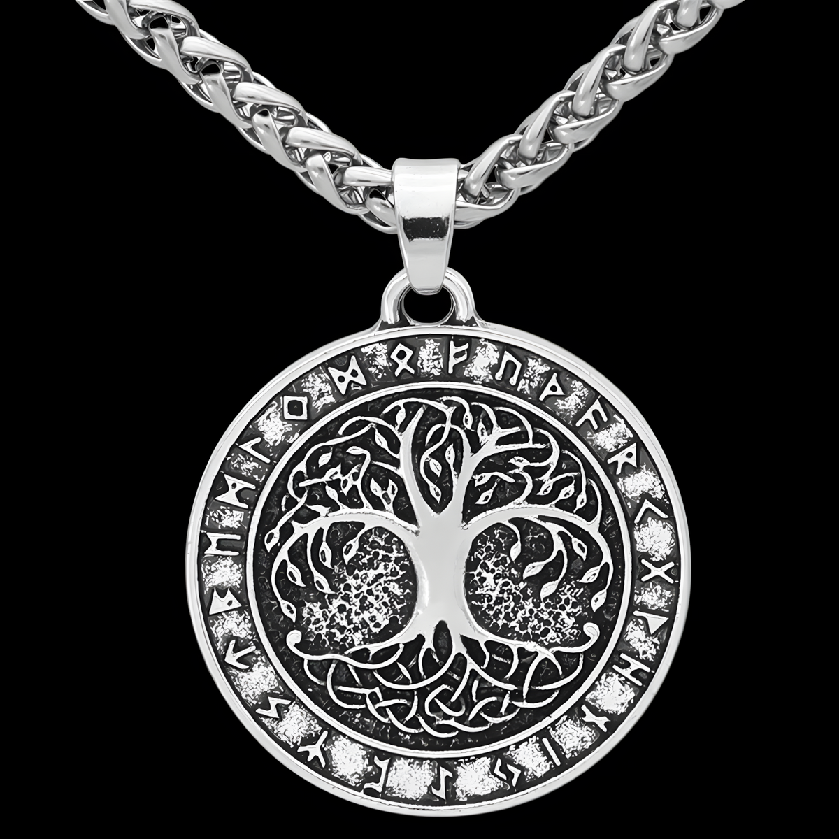 Nordic Vintage Tree of Life Rune Necklace Antique Bronze Silver Tone Unisex B66