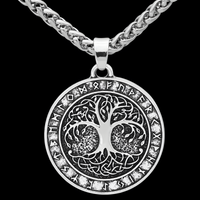 Nordic Vintage Tree of Life Rune Necklace Antique Bronze Silver Tone Unisex B66