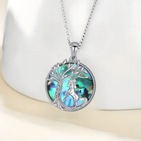 Tree of Life Abalone Shell Necklace for Women, Boho Style Prancing Horse B158