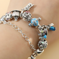 Storybook Charm Bracelet for Women–Zinc Alloy Snake Chain Colourful Enamel 1251