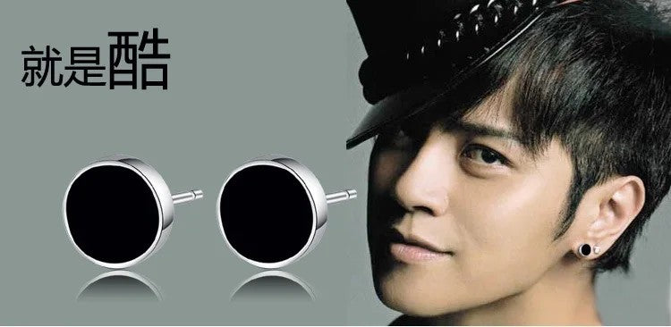 Black Round Stud Earrings for Men & Women – Classic Style 6 mm Circle Studs 1006