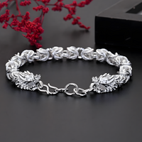 925 Silver Dragon Head Link Bracelet for Men's Biker Gothic Punk Jewellery 426