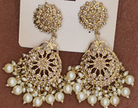 Elegant Bollywood Inspired Gold Kundan Earrings - Traditional Indian Jewelry 239