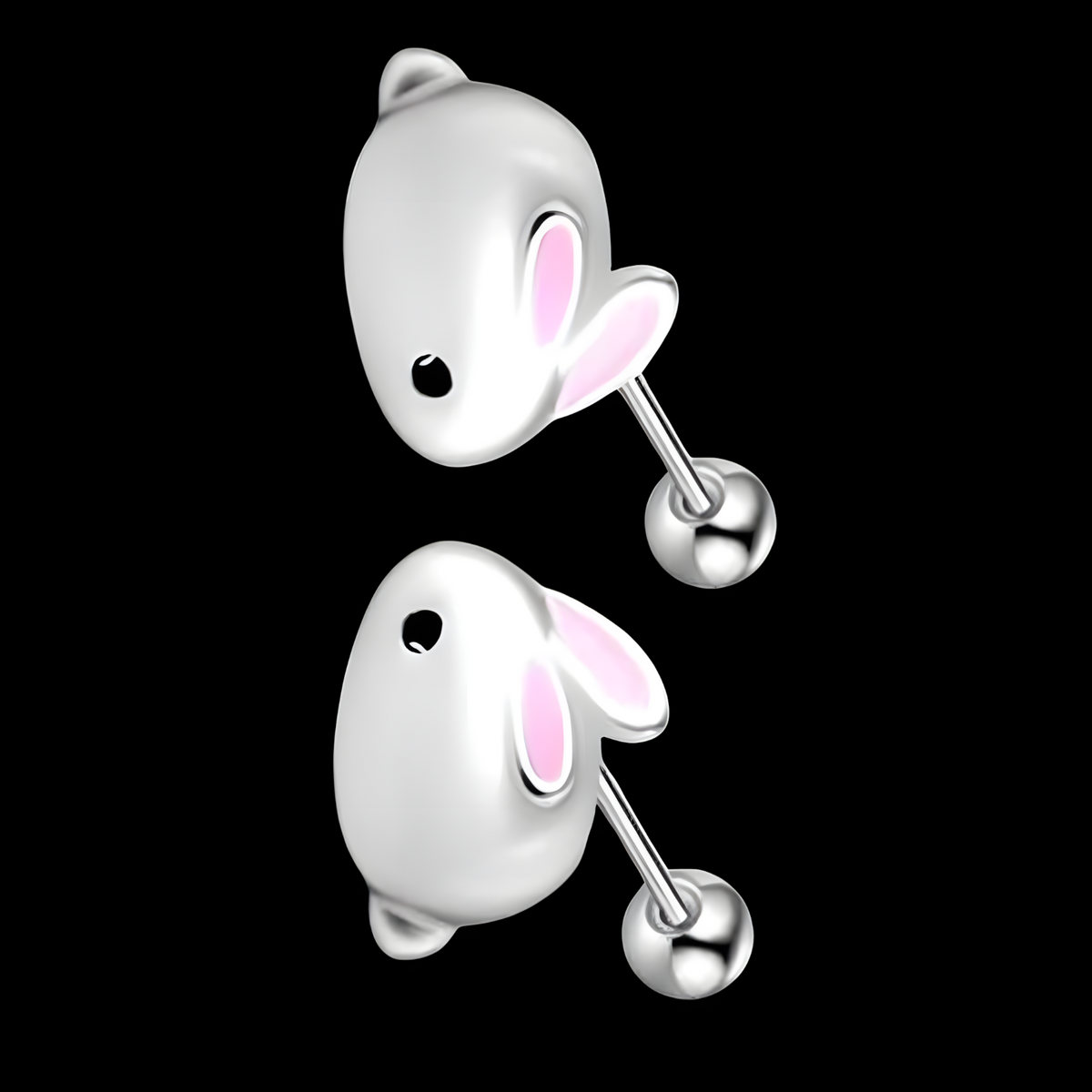 Rabbit Earrings for Women – 925 Silver-Plated Copper Alloy Cute Animal Studs 956