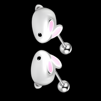 Rabbit Earrings for Women – 925 Silver-Plated Copper Alloy Cute Animal Studs 956