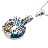 Memorial Necklace – Stainless Steel Crystal Elephant Pendant Ash Urn Locket B262