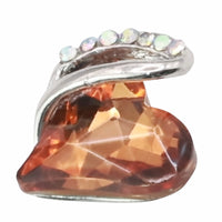 Orange Crystal Heart Pendant Necklace - Silver Plated Alloy Brass Fashion B319