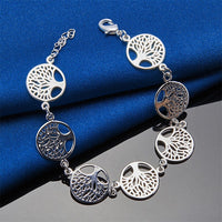 925 Sterling Silver Tree Of Life Bracelet Women Silver Chain Link Charm 1748