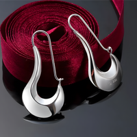 Smooth Wave Drop Earrings for Women – Copper Alloy with 925 Silver Plating 1234