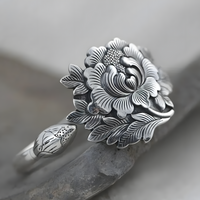 Unified Jewellery Premium Floral Statement Ring Adjustable 13mm Women 1832