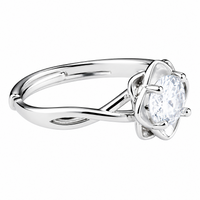 Women's Adjustable Flower Zircon Engagement Ring, Round Brilliant Promise 1643