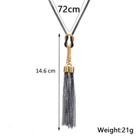 Black Mesh Sweater Chain Necklace with Gold-Plated Tassel Pendant-72cm Long 1448