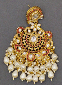 Elegant Bollywood Inspired Gold Kundan Earrings - Traditional Indian Jewelry 217
