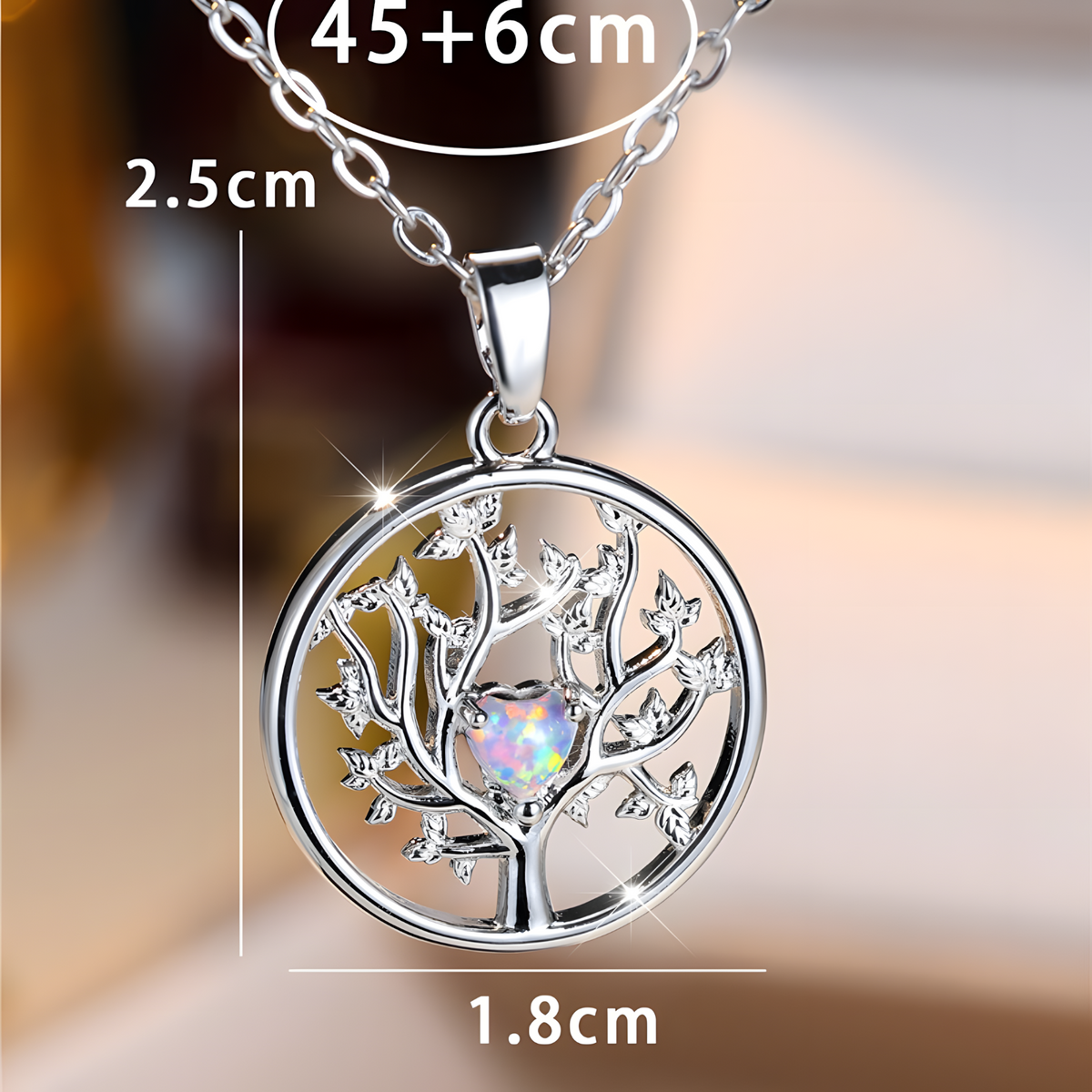 Tree of Life Pendant Necklace Women-Copper Metal Round Family Tree Necklace 1130